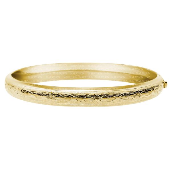 14k YGF 8mm Floral Embossed Bangle Bracelet Vaughan's Jewelry Edenton, NC