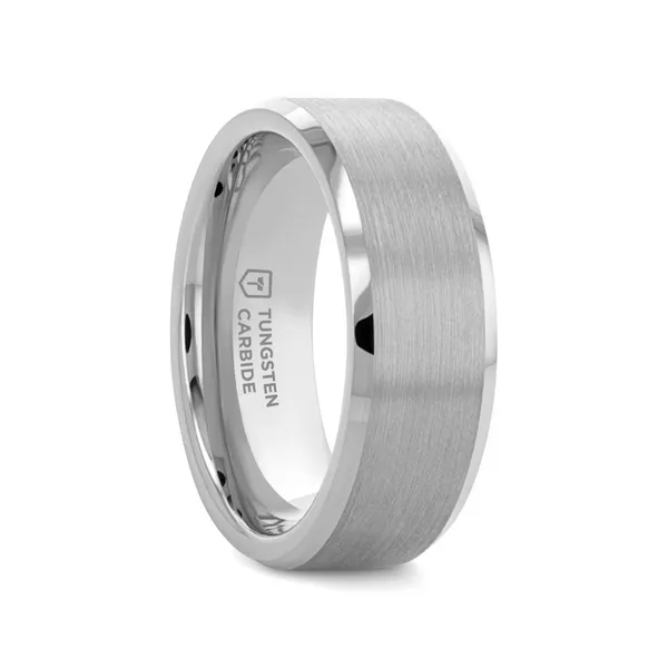10.5, 6mm Sheffield Tungsten Flat Beveled Edges Ring w/ Brushed Center Vaughan's Jewelry Edenton, NC