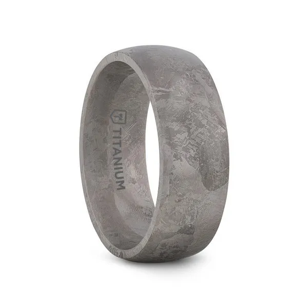 11, 8mm Magellanic Titanium Domed Meteorite Patterned Ring Vaughan's Jewelry Edenton, NC