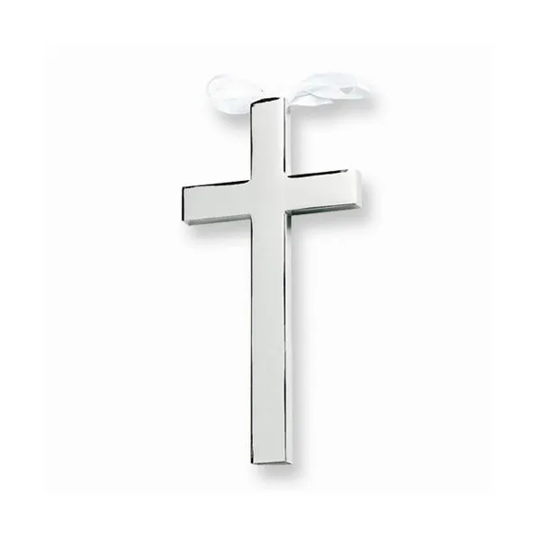 Silver Plated White Ribboned Cross Vaughan's Jewelry Edenton, NC