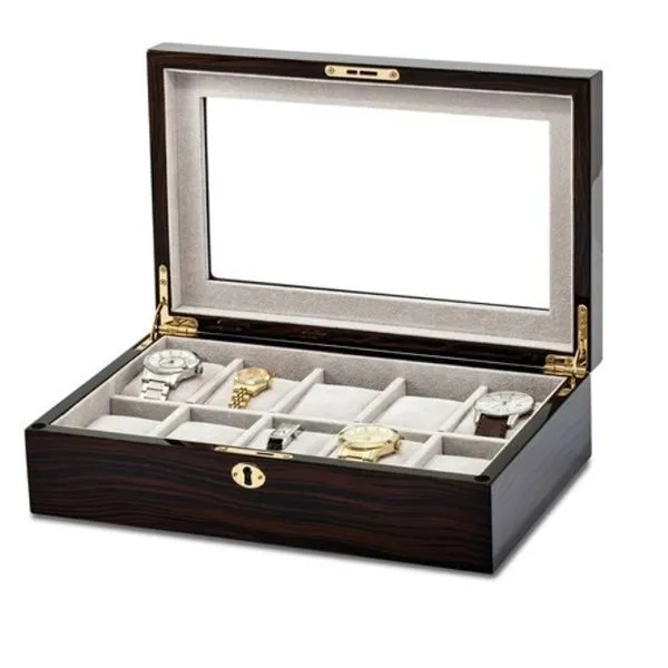 Ebony Finish Locking 10-Watch Case Vaughan's Jewelry Edenton, NC