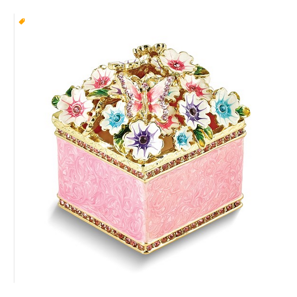 HELLO SPRING Bejeweled Flower and Butterfly Ring Box Vaughan's Jewelry Edenton, NC
