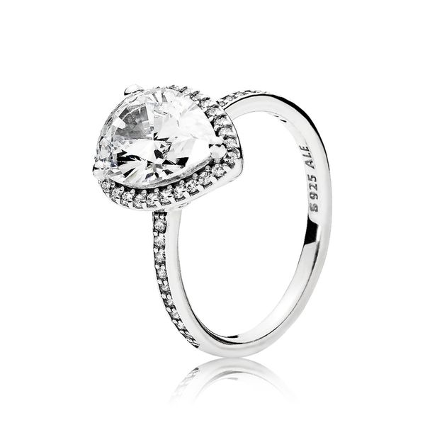 6, Sparkling Teardrop Halo Ring, Clear CZ Vaughan's Jewelry Edenton, NC