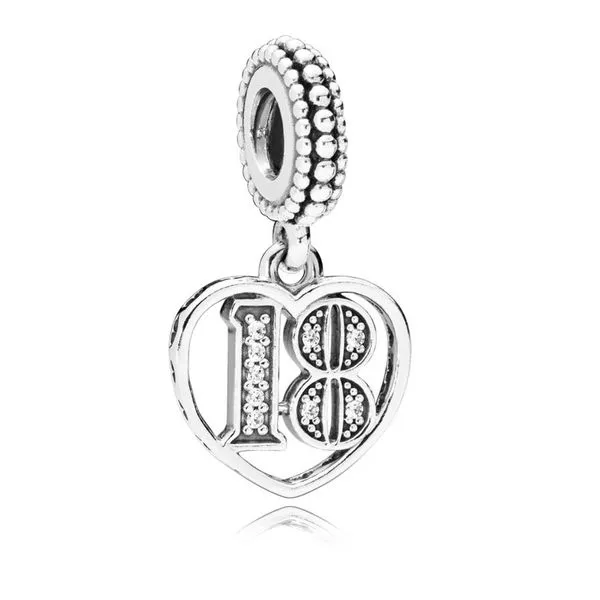 18th Celebration Dangle Charm, Clear CZ Vaughan's Jewelry Edenton, NC