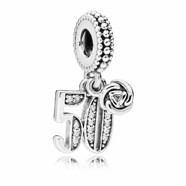 50th Celebration Dangle Charm, Clear CZ Vaughan's Jewelry Edenton, NC