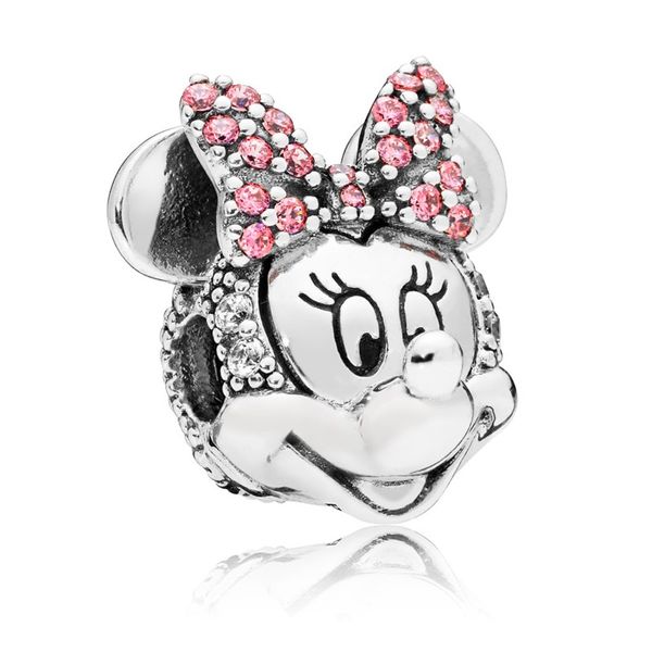 Disney Minnie Mouse Pave Bow Clip Charm, Pink CZ Vaughan's Jewelry Edenton, NC