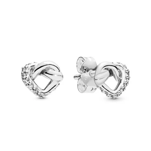 Knotted Heart Studs, Clear CZ -- DISCONTINUED Vaughan's Jewelry Edenton, NC