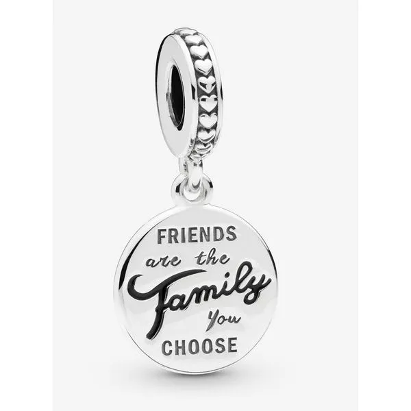 Friends Are Family Dangle Charm, Black Enamel Vaughan's Jewelry Edenton, NC