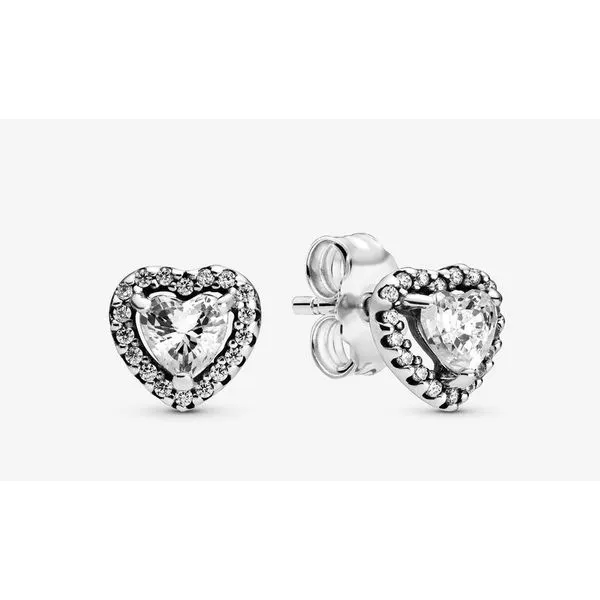Elevated Heart Studs, Clear CZ Vaughan's Jewelry Edenton, NC