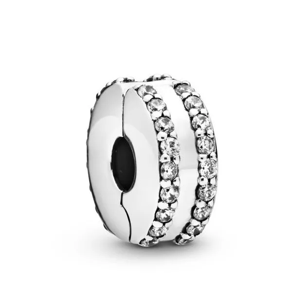 Double Lined Pave' Clip Charm, Clear CZ Vaughan's Jewelry Edenton, NC