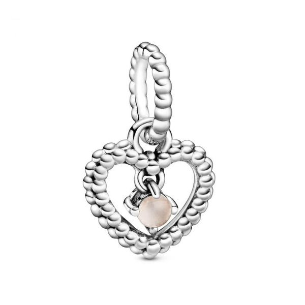 Beaded Heart Dangle Charm, Misty Rose Crystal (June) Vaughan's Jewelry Edenton, NC