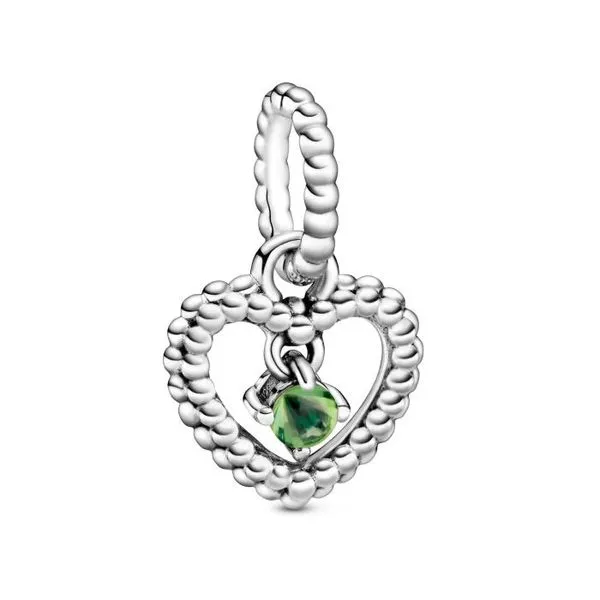Beaded Heart Dangle Charm, Spring Green Crystal (August) Vaughan's Jewelry Edenton, NC