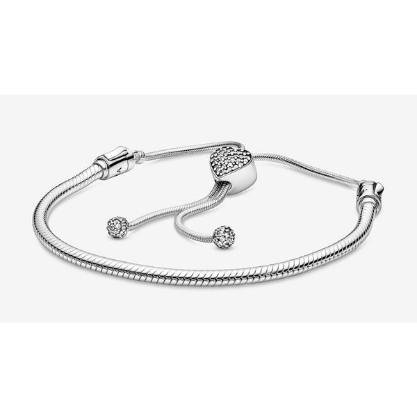 Pave' Heart Clasp Snake Chain slider Bracelet Vaughan's Jewelry Edenton, NC