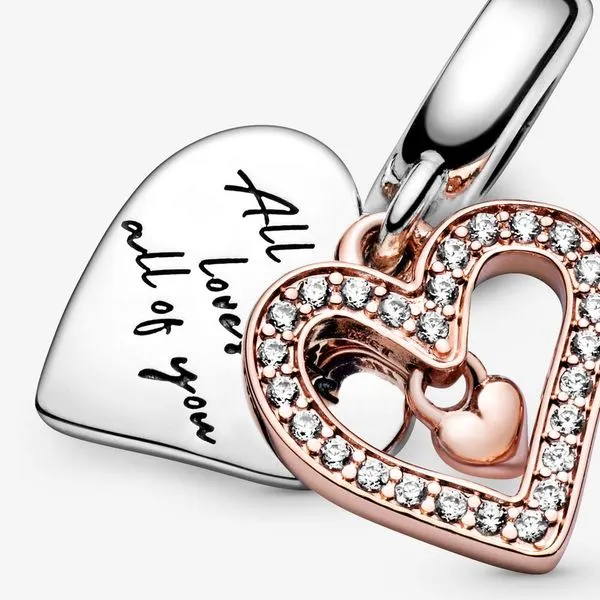 RGP Sparkling Freehand Heart Dangle, Clear CZ Charm Image 2 Vaughan's Jewelry Edenton, NC