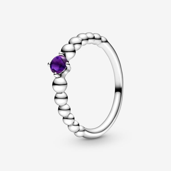 6, Beaded Ring, Purple Crystal  (February) -- RETIRED -- Vaughan's Jewelry Edenton, NC