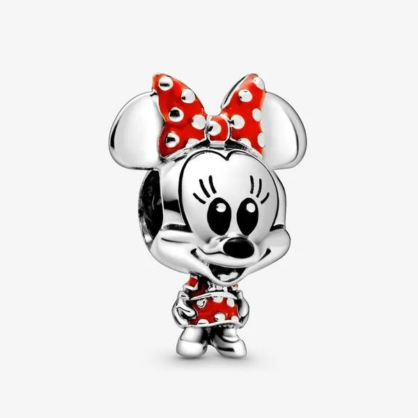 Minnie Mouse Dotted Dress & Bow, Black & Red Enamel Charm Vaughan's Jewelry Edenton, NC