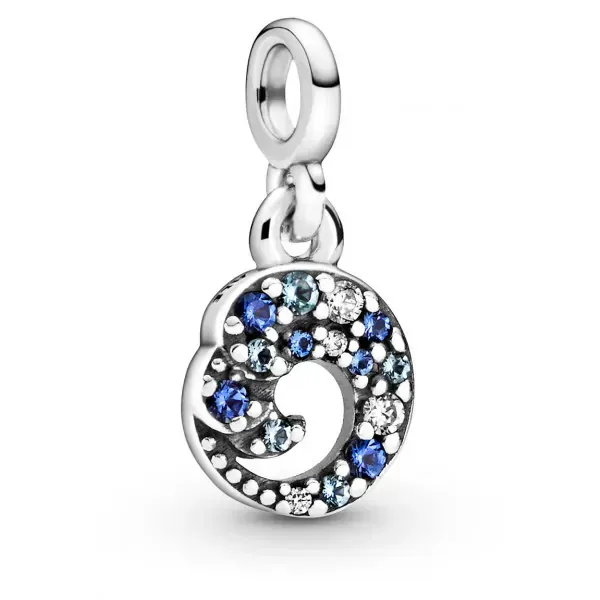 Pandora Me, My Blue Ocean Wave, Blue Crystal & Clear CZ Charm Mini Vaughan's Jewelry Edenton, NC
