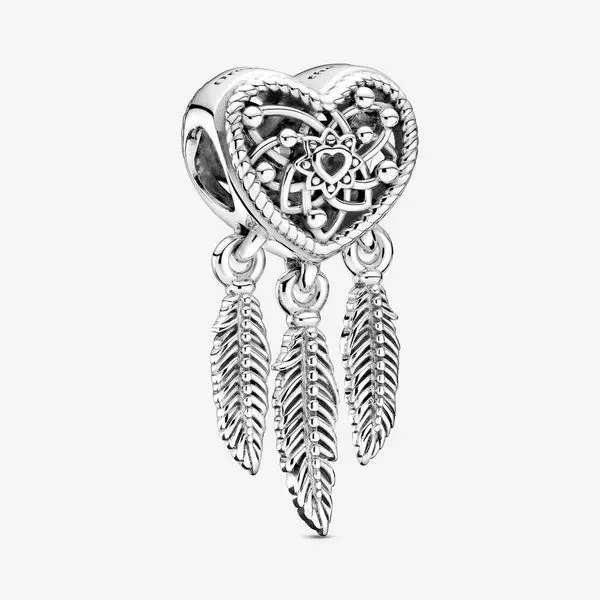 Openwork Heart & Three Feathers Dreamcatcher Charm Vaughan's Jewelry Edenton, NC