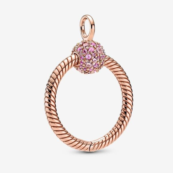 RGP Pandora Moments Small Pave' O Pendant, Synthetic Pink Sapphire & Pink CZ (RETIRED) Vaughan's Jewelry Edenton, NC