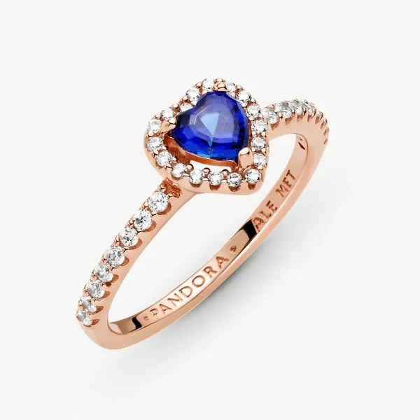 7.5, RGP Sparkling Blue Elevated Heart, Clear CZ & Blue Crystal Ring Vaughan's Jewelry Edenton, NC