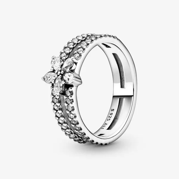 7.5, Sparkling Snowflake Double Ring, Clear CZ  -- RETIRED -- Vaughan's Jewelry Edenton, NC