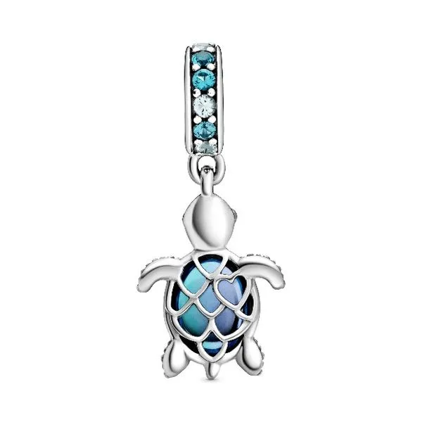 Murano Glass Sea Turtle Dangle Charm, Multi-Colored Crystal & Peacock Murano Image 2 Vaughan's Jewelry Edenton, NC