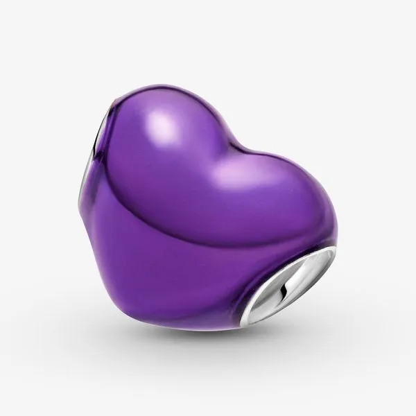Metallic Purple Heart Charm, Purple Enamel Vaughan's Jewelry Edenton, NC