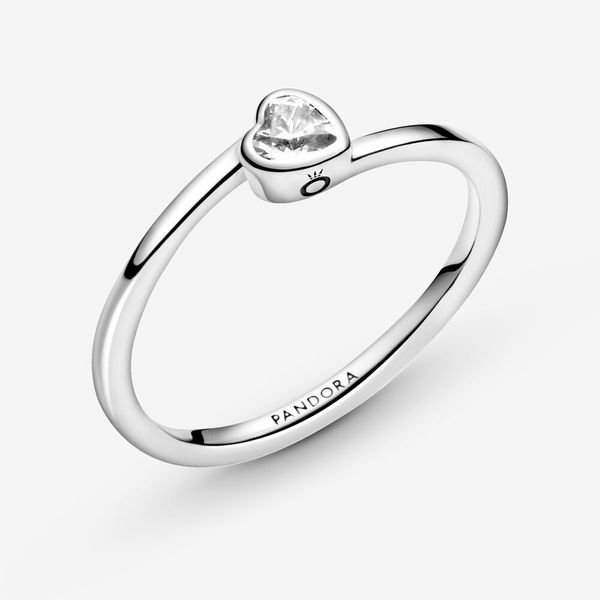 9, Tilted Heart Solitaire Ring, Clear CZ Vaughan's Jewelry Edenton, NC