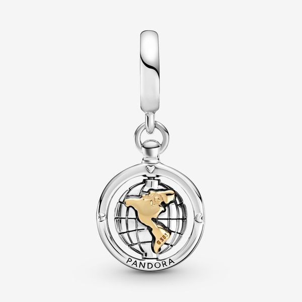 Spinning World Dangle Charm with Gold & Clear CZ-- RETIRE Image 2 Vaughan's Jewelry Edenton, NC