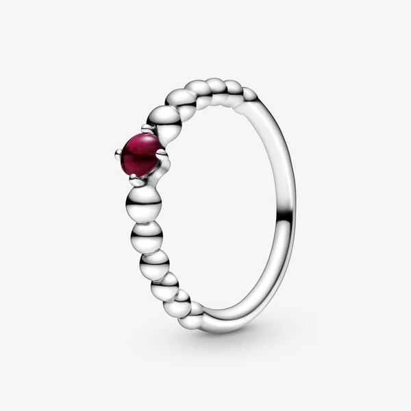 9, Beaded Ring, Dark Red Crystal  (January) -- RETIRED -- Vaughan's Jewelry Edenton, NC