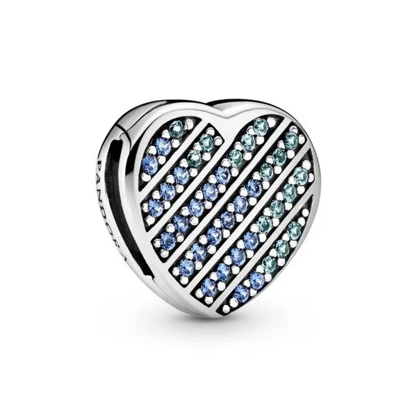 Blue Pave' Heart, Blue Crystals - Reflexions -- RETIRED Charm Vaughan's Jewelry Edenton, NC