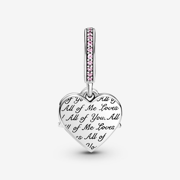 Heart & Mom Dangle Charm, Pink CZ & Crystals Image 2 Vaughan's Jewelry Edenton, NC