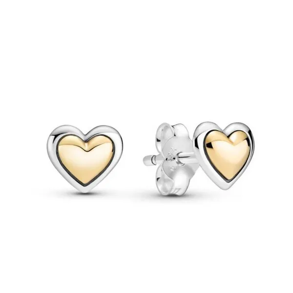 Domed Golden Heart Studs -- RETIRED Vaughan's Jewelry Edenton, NC