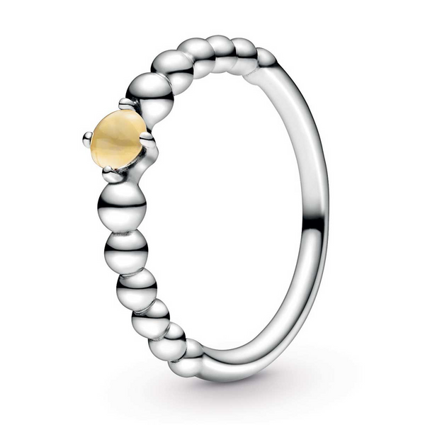 7.5, Beaded Ring, Honey Colored Topaz Crystal (November) -- RETIRED -- Vaughan's Jewelry Edenton, NC