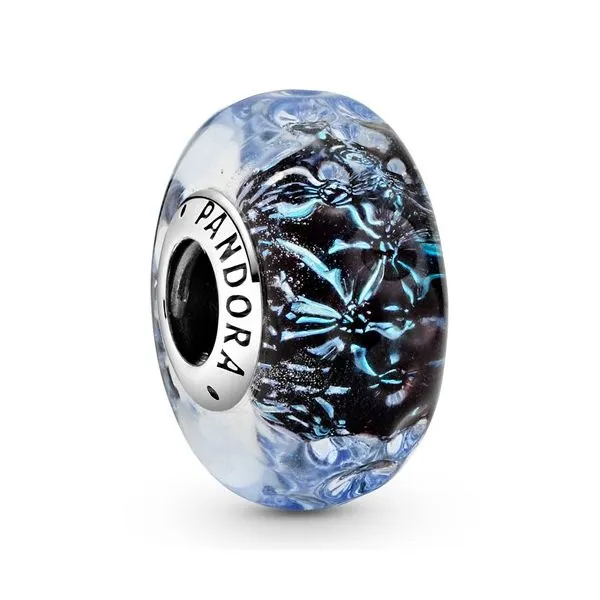 Wavy Dark Blue Murano Glass Ocean Charm Vaughan's Jewelry Edenton, NC