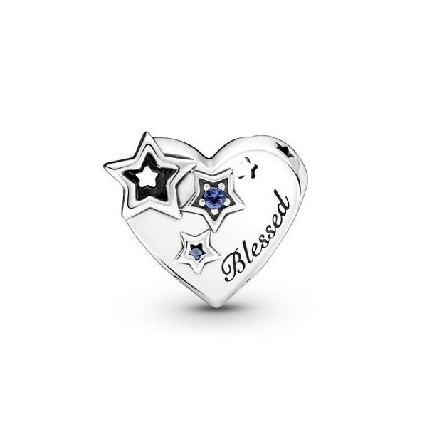 Thankful Heart & Stars Charm, Blue Crystals -- RETIRED Image 2 Vaughan's Jewelry Edenton, NC