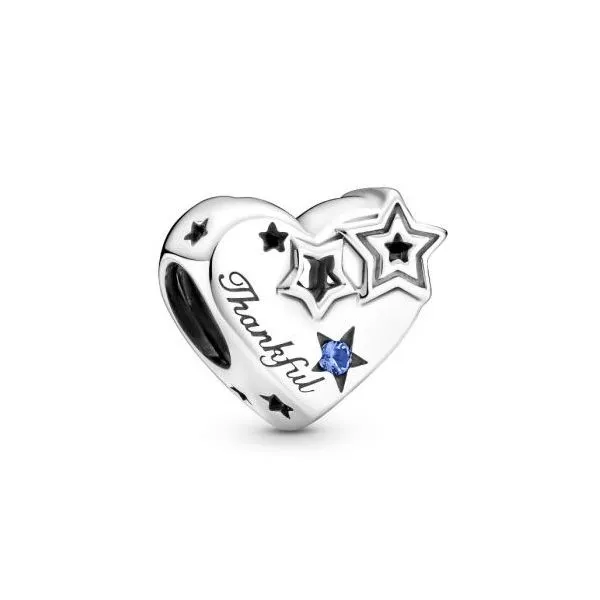 Thankful Heart & Stars Charm, Blue Crystals -- RETIRED Vaughan's Jewelry Edenton, NC