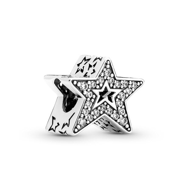 Sparkling Asymetric Star Charm, Clear CZ  -- RETIRED -- Vaughan's Jewelry Edenton, NC