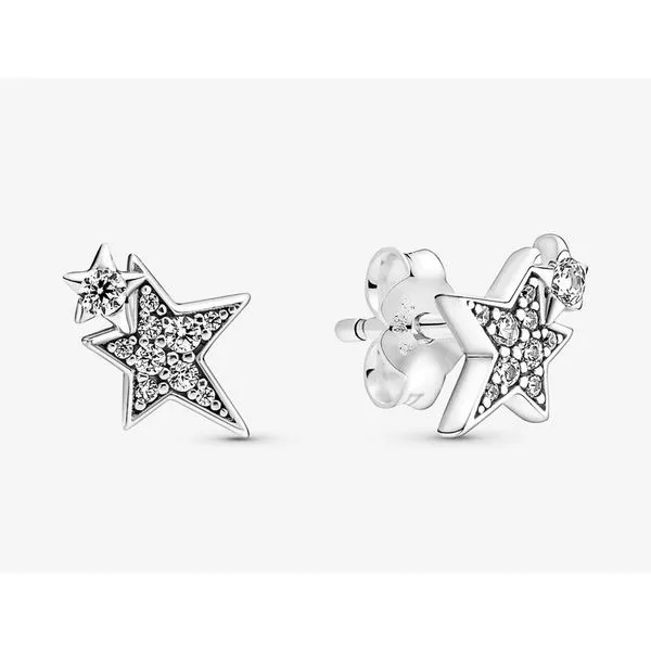 Sparkling Asymmetric Stars Studs, Clear CZ Vaughan's Jewelry Edenton, NC