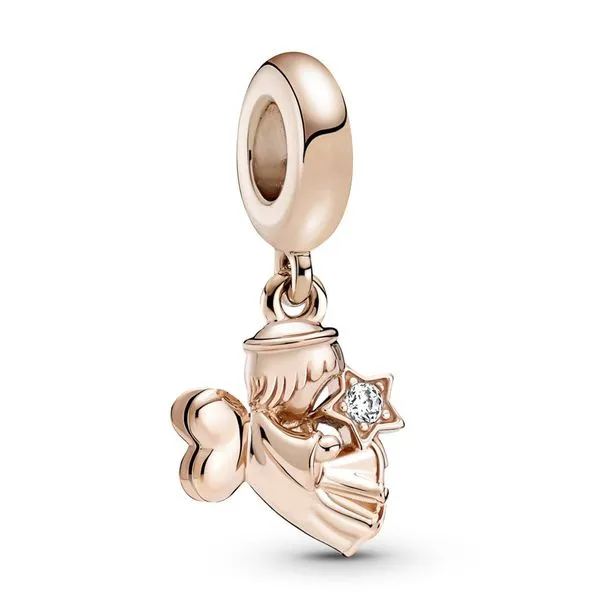 RGP Heart Winged Angel Dangle, Clear CZ Charm Vaughan's Jewelry Edenton, NC