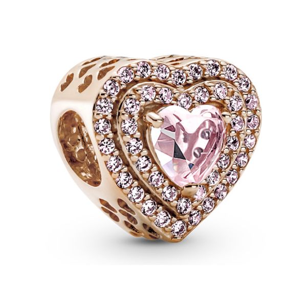 RGP Sparkling Leveled Heart, Pink Crystal & CZ Charm Vaughan's Jewelry Edenton, NC