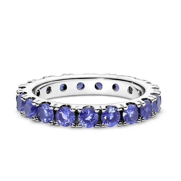 7, Sparkling Row Eternity Ring, Blue Crystals Vaughan's Jewelry Edenton, NC