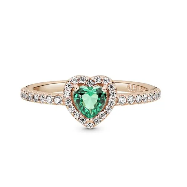 7, Sparkling Elevated Heart, Clear CZ & Green Crystals Ring Vaughan's Jewelry Edenton, NC