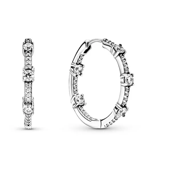 Sparkling Pave' Bar Hoops, Clear CZ Vaughan's Jewelry Edenton, NC