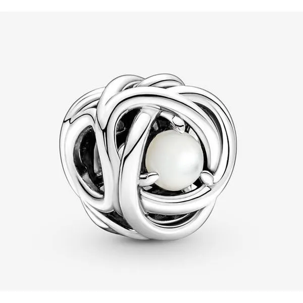 Pandora 790064C04 Charm Silver Eternity White Pearl June Birthstone