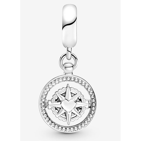 Spinning Compass Dangle, Blue Crystal Charm Image 2 Vaughan's Jewelry Edenton, NC