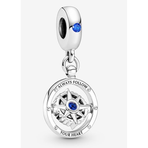 Spinning Compass Dangle, Blue Crystal Charm Vaughan's Jewelry Edenton, NC