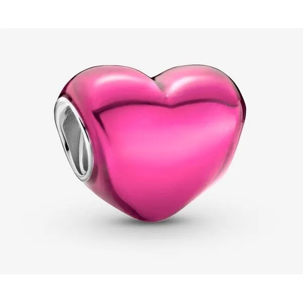 Metallic Pink Heart. Transparent Pink Enamel Charm Vaughan's Jewelry Edenton, NC