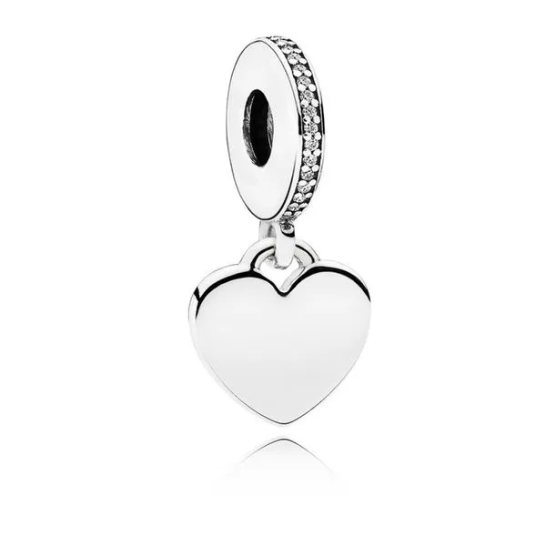 Engravable Dangle Heart, Clear CZ Vaughan's Jewelry Edenton, NC