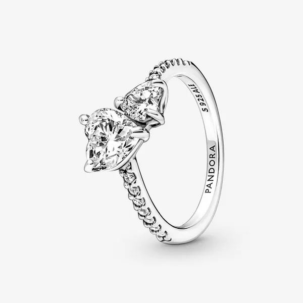 9, Double Heart Sparkling Ring, Clear CZ Vaughan's Jewelry Edenton, NC